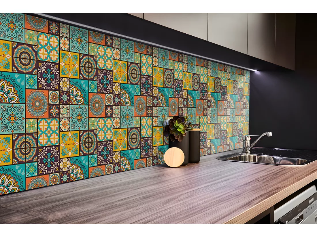 Panneaux muraux en vinyle, Planches en vinyle adhésives - 100x50 cm - Patchwork