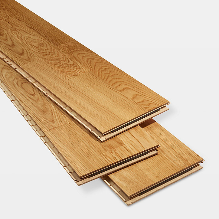 Parquet contrecollé clipsable Elkins XXL en chêne verni naturel