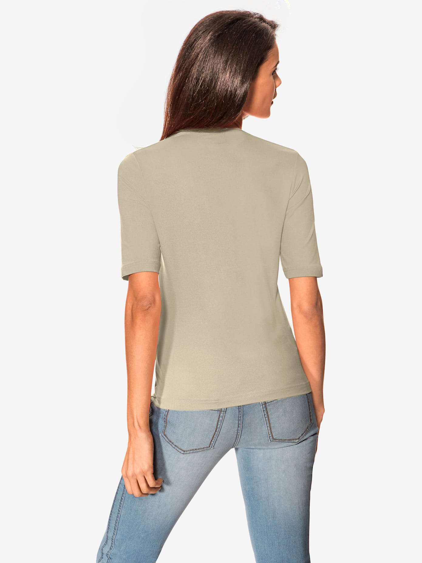T-shirt en v manches mi-longues et encolure en v féminine