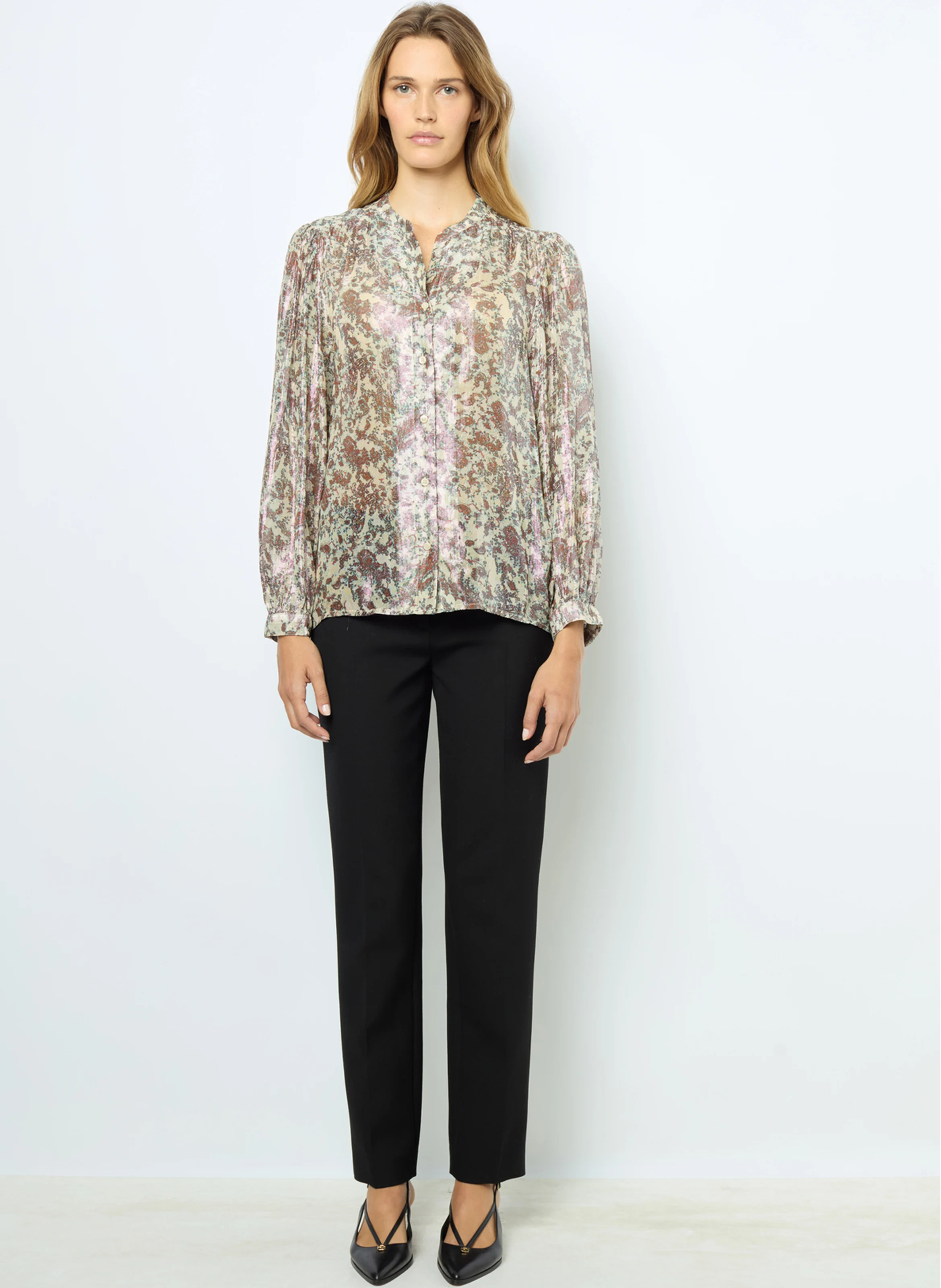 BASYLL - Chemise droit à col tunisien| Beige
