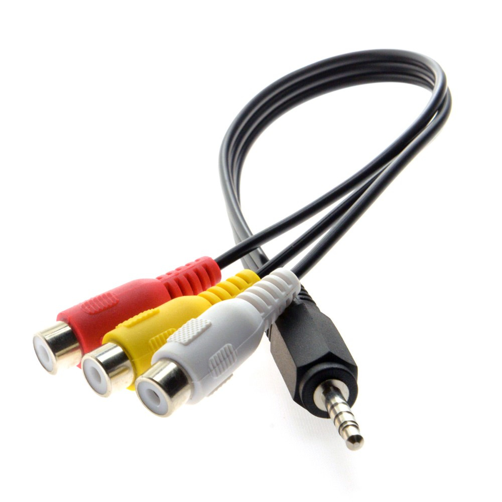 (30cm) 3.5mm Video Klinkestecker auf RCA Cinch Kupplung - Schwarz