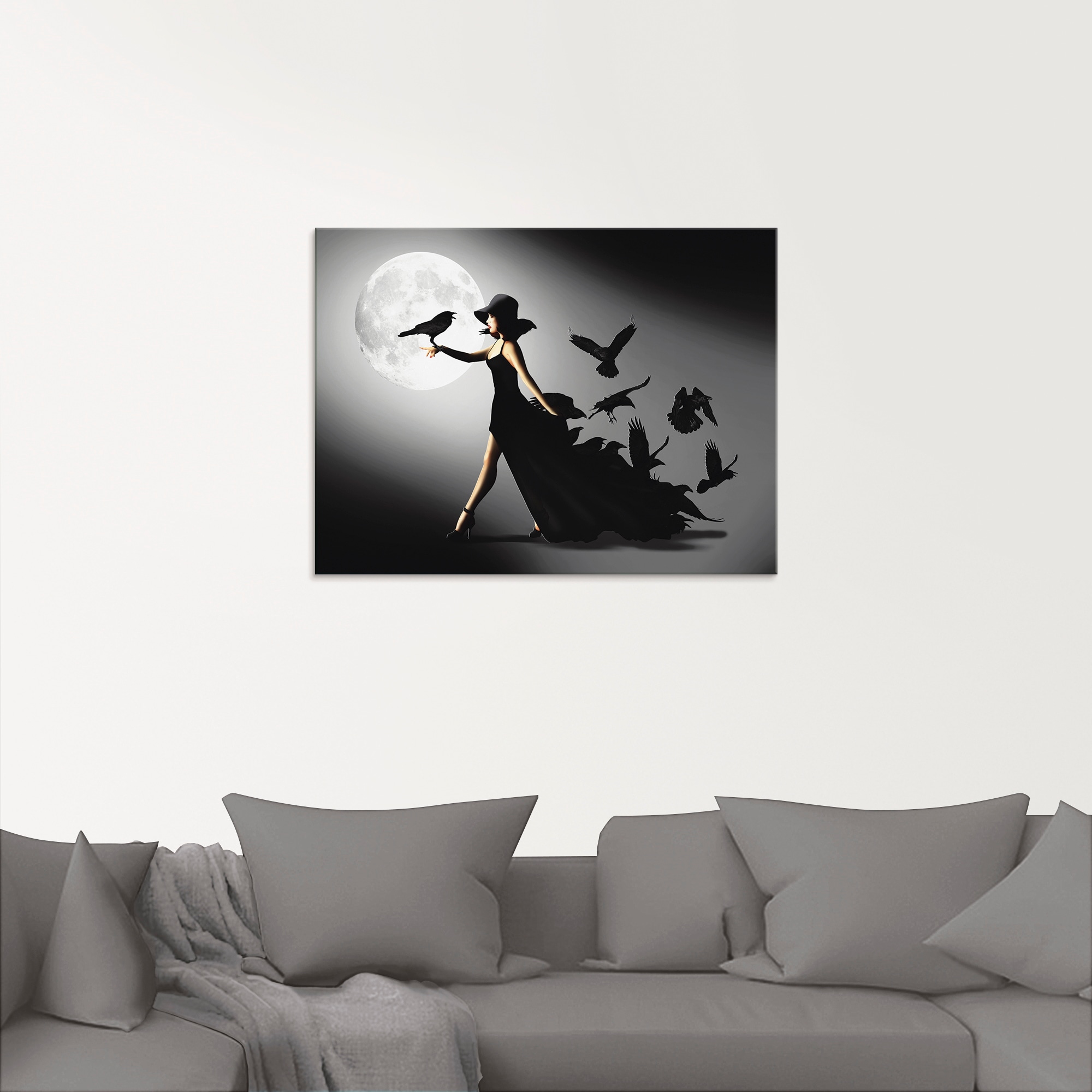Artland Glasbild »Die Frau mit den Raben« Animal Fantasy 1 Stk. tlg. in verschiedenen Grössen