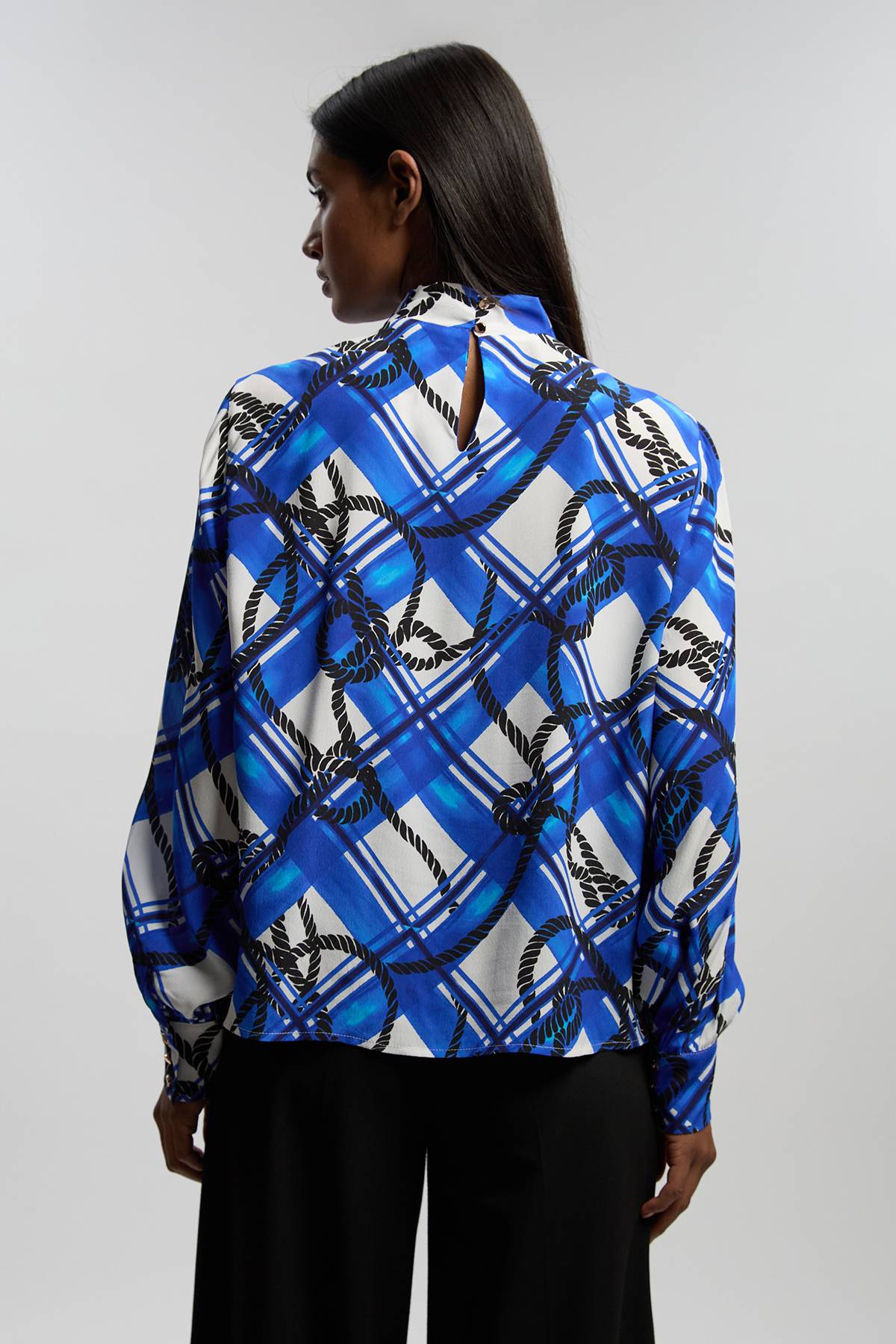 KarenMillen Blouse En Crêpe De Viscose À Manches Ballon Imprimé Cordage