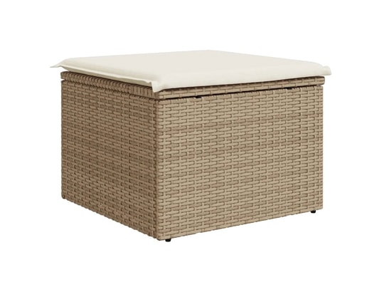 VIDAXL - Pouf Tabouret de jardin avec coussin beige 55x55x37cm résine tres...