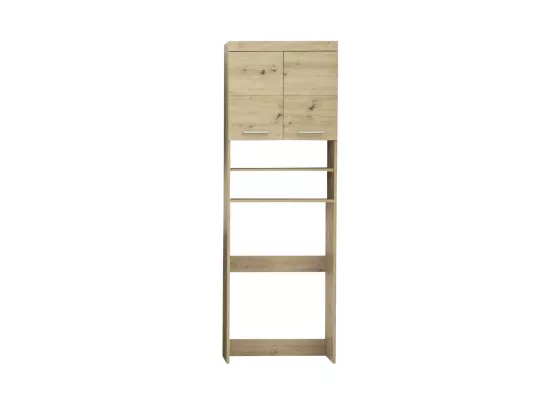 Meuble de salle de bain mélaminé emplacement lave linge. Chêne. L-H-P : 63 - 187 - 24 cm.