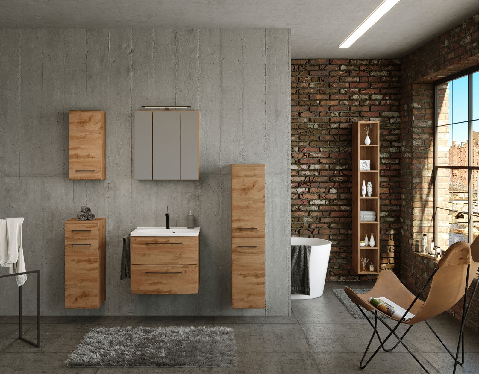 Seitenregal Limburg braun B/H/T 25x180x33 cm