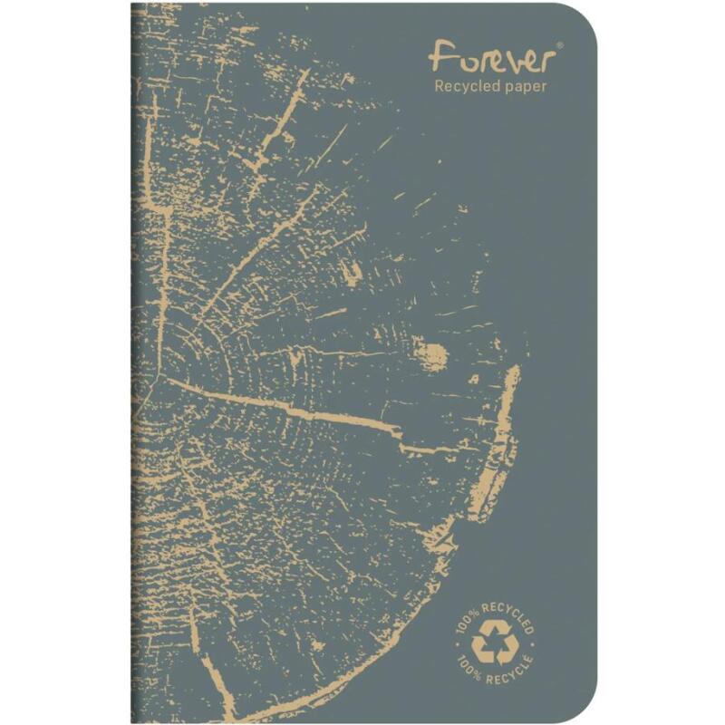 Carnet piqué FOREVER PREMIUM 100% recyclé 9x14cm 96 pages ligné papier recyclé blanc 90 g - Assortis