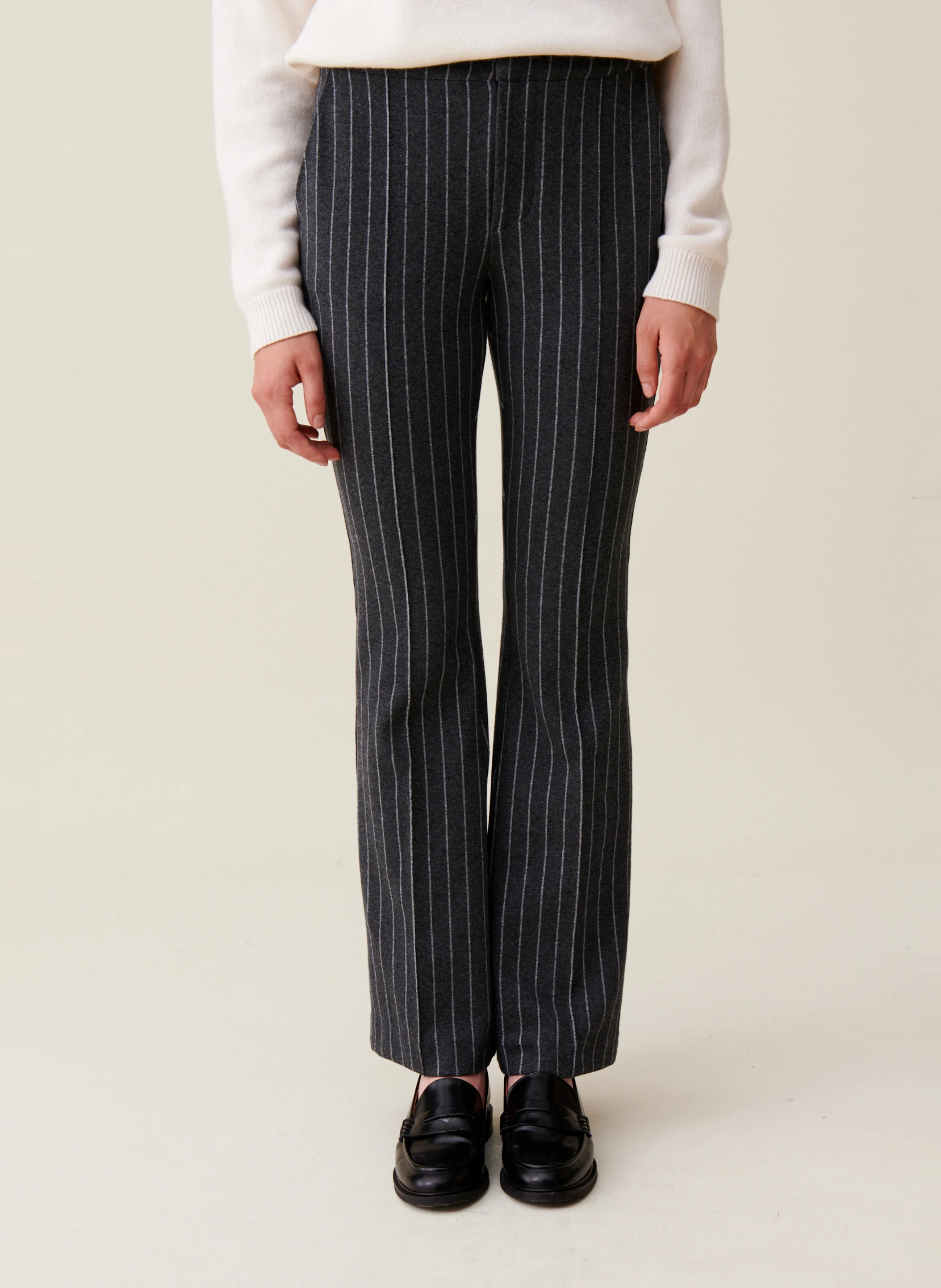 Pantalon flare rayé en coton mélangé | Multicolore