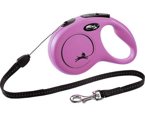 Hondenriem flexi New Classic touw maat S 8m roze 8M