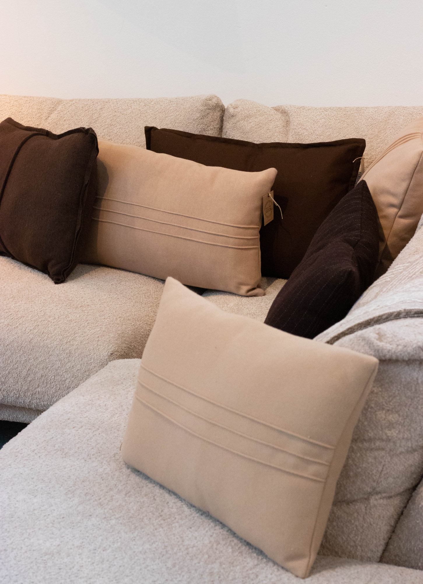 kussen 3 streep l. camel  54x32