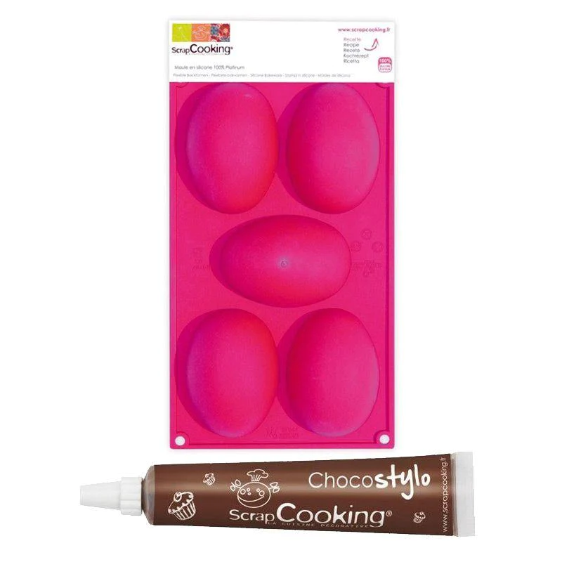 Moule 5 oeufs de Pâques + 1 Stylo chocolat Scrapcooking