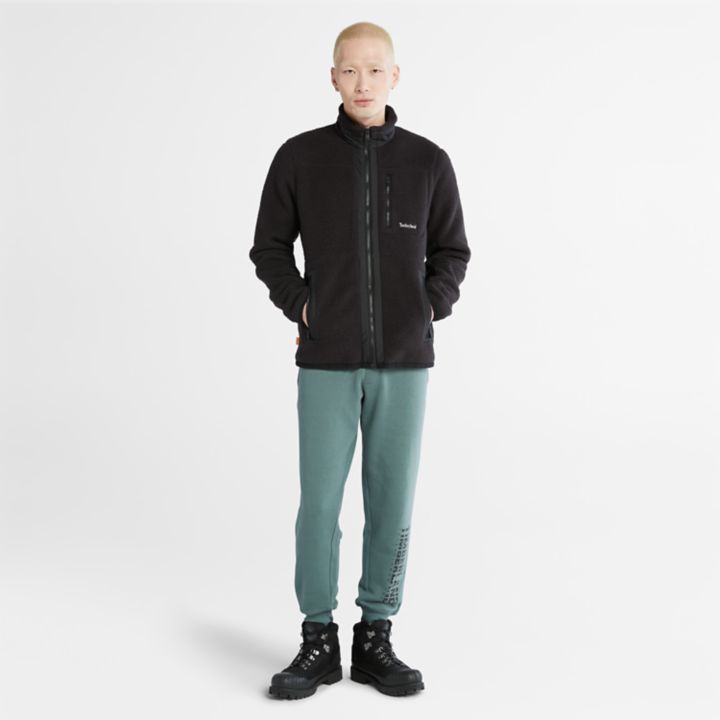 Jaqueta de lã Sherpa masculina na cor preta.