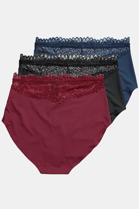 TRUYOU Maxislips, 3er-Pack, Spitzen-Bündchen, Mikrofaser