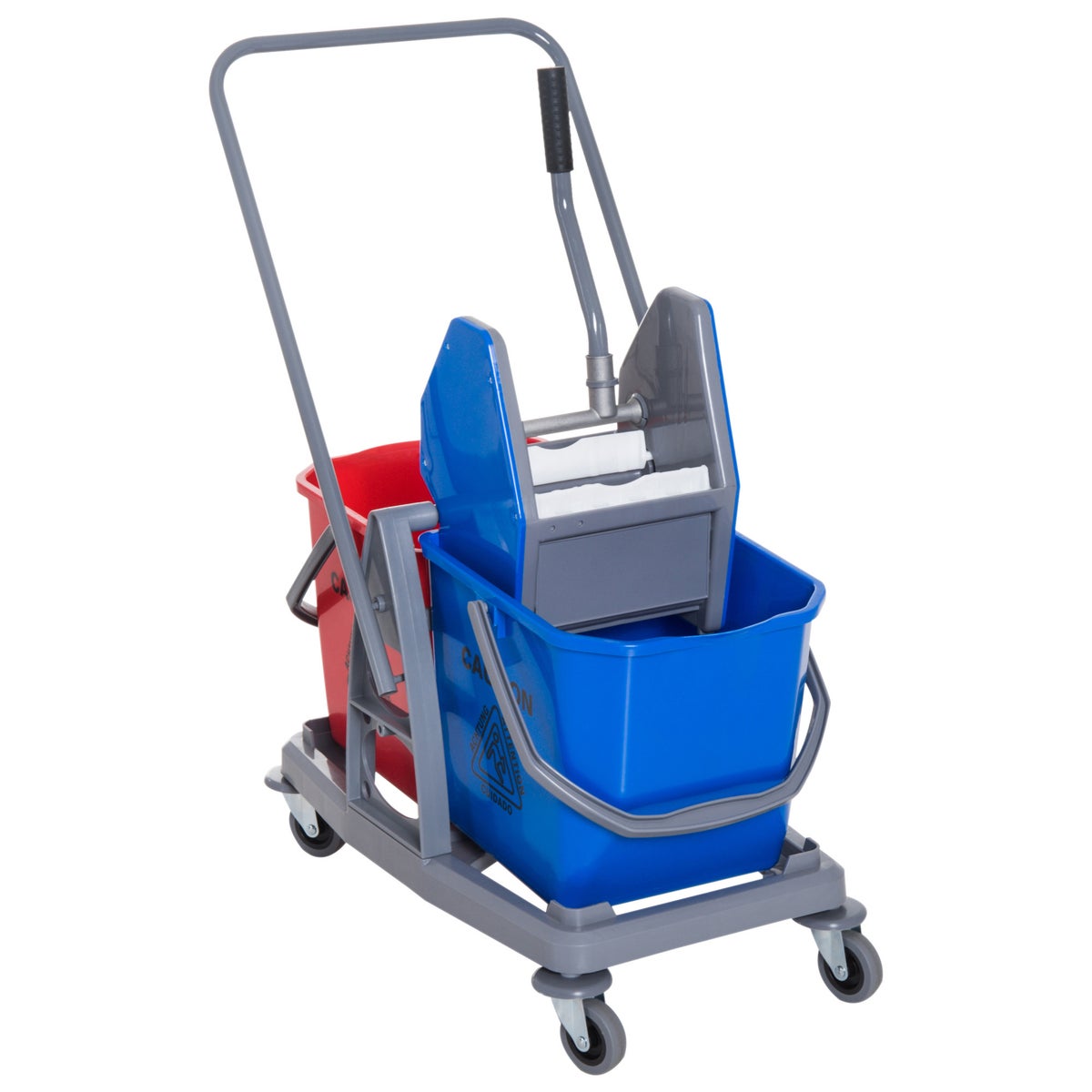 HOMCOM schoonmaakwagen, 73 × 45 × 92 cm, metaal, PP, blauw + rood