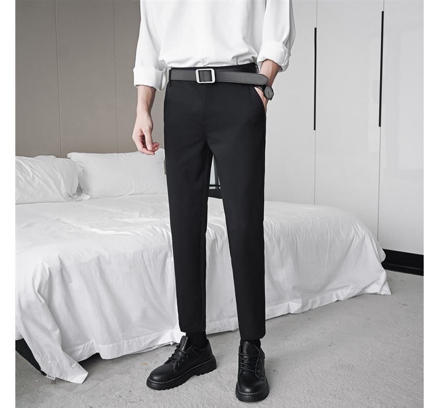 Lefitt - Hoge taille effen cropped taps toelopende broek (verschillende ontwerpen)