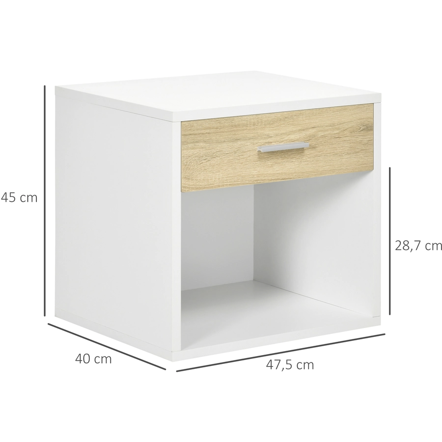 HOMCOM Nachttisch mit Schublade weiß