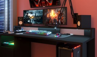 Parisot Gamertisch und Regal mit LED Beleuchtung schwarz