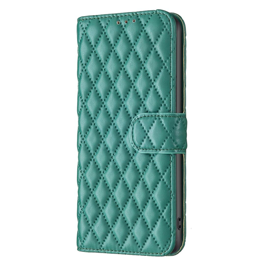 iPhone 14 / iPhone 13 Leder Tasche Flip Cover Steppmuster - Türkis