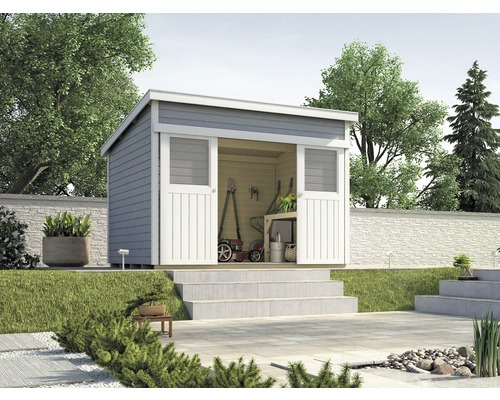 Schuifdeurhuis weka Lugano 3 met vloer 315 x 335 cm grijs
