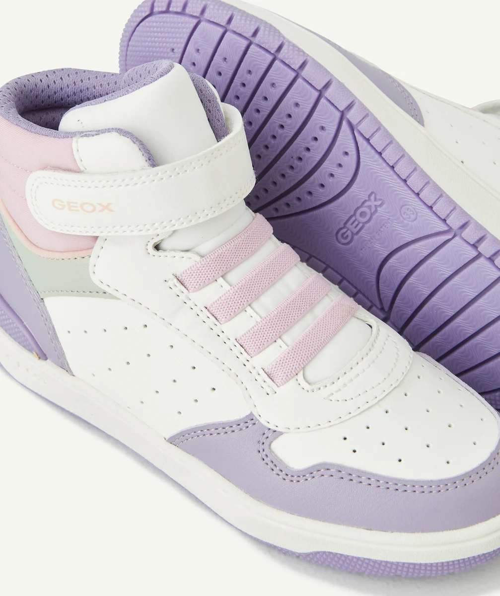 GEOXBASKETS MONTANTES FILLE WASHIBA BLANC ROSE ET VIOLET