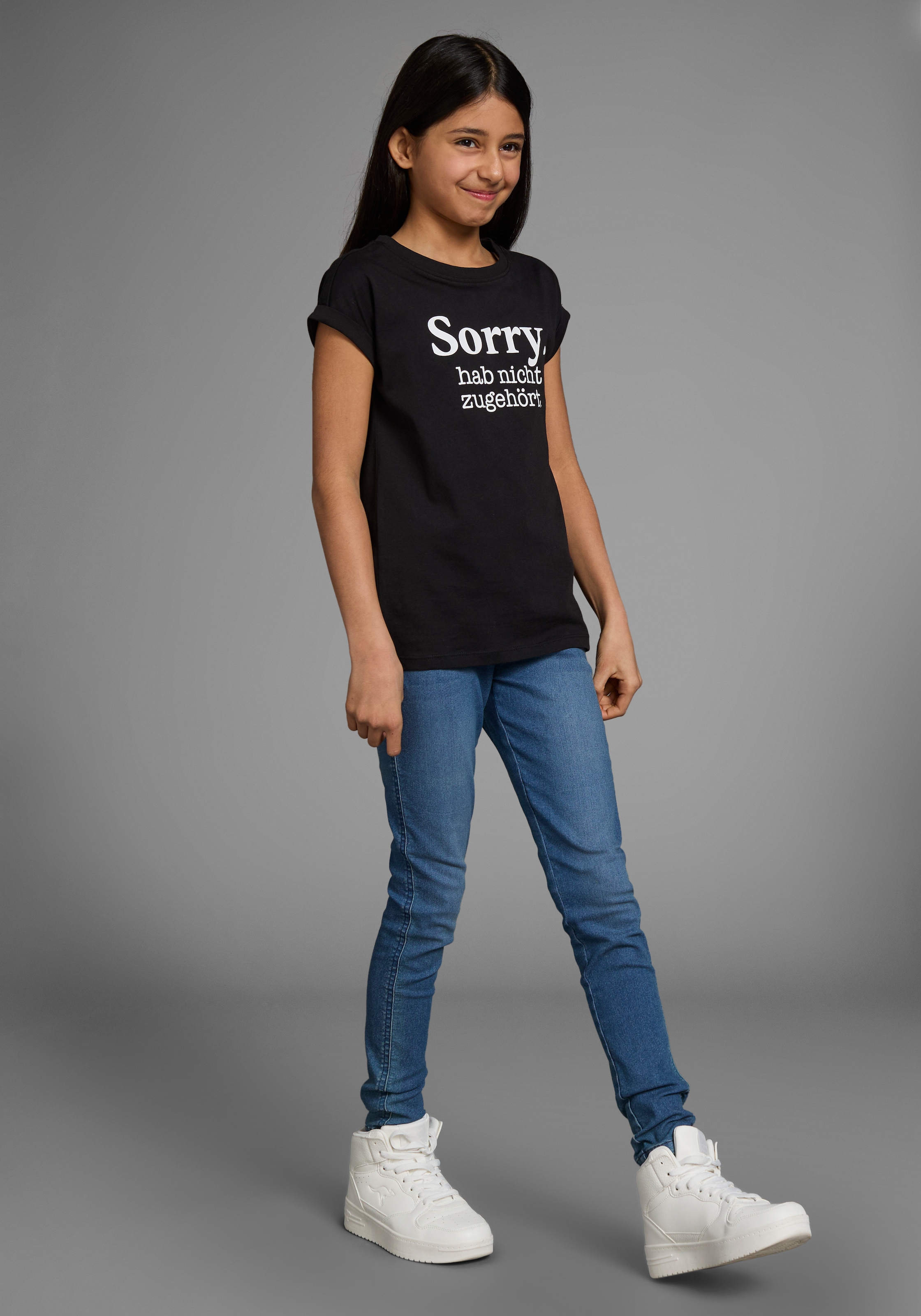 KIDSWORLD T-Shirt »Sorry.  hab nicht zugehört.«, Kurzarm,  bedruckt,  Rundhalsausschnitt,  aus Baumwolle