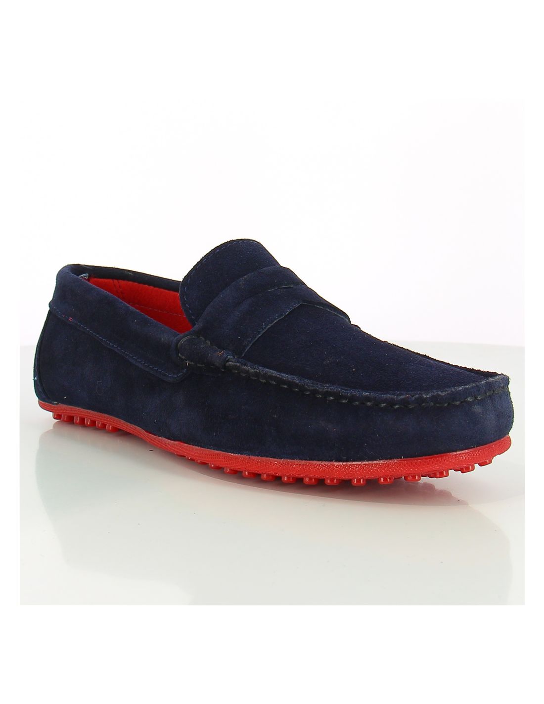 hylton mocassin homme 80743-02 daim bleu marine/rouge