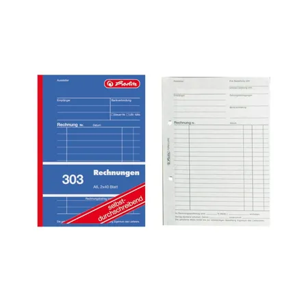 Herlitz Rechnungsbuch 303, DIN A6, 2x 40 Blatt, selbstdurchschreibend, 5 Stück