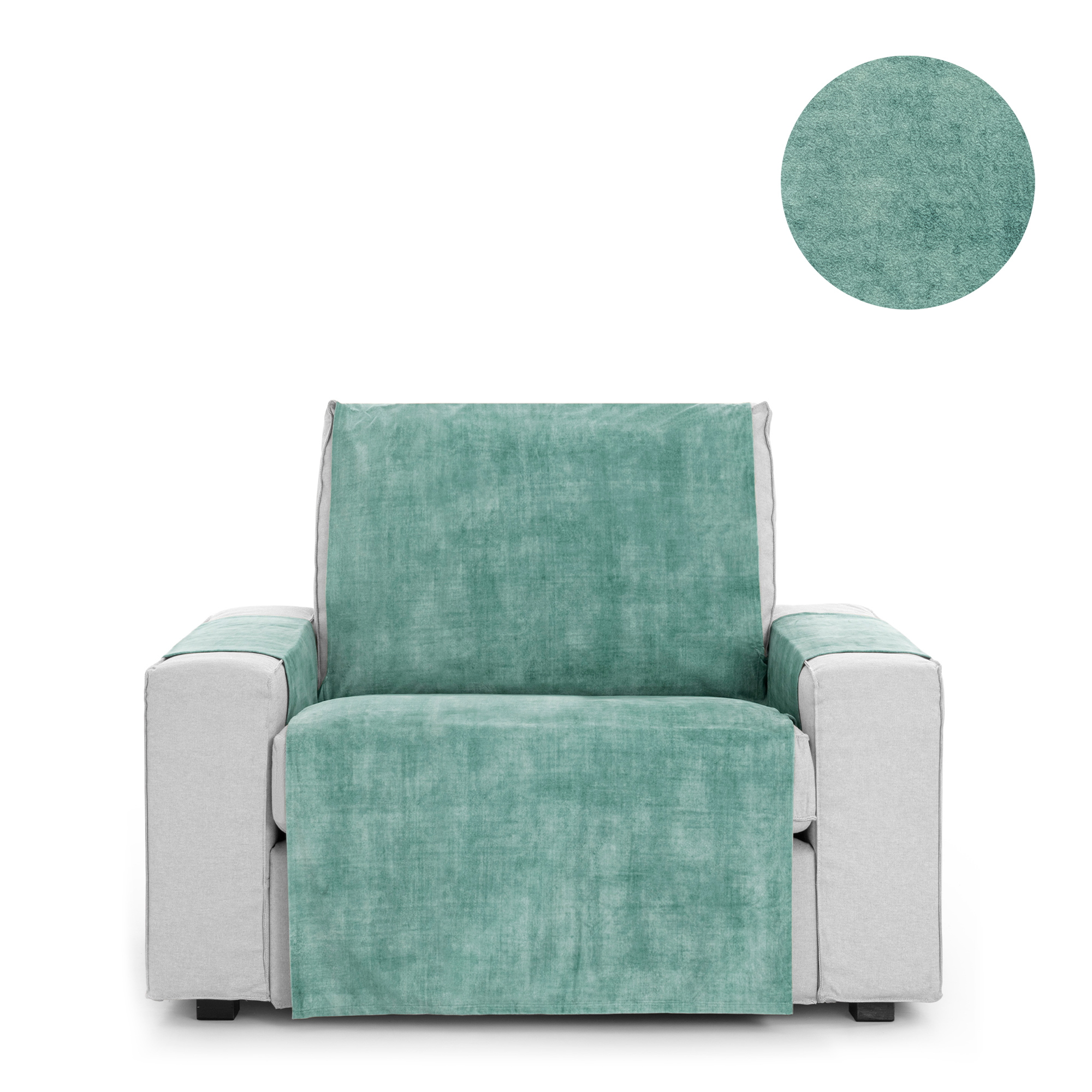 Capa protetora antimanchas para sofá com acabamento em veludo, verde, 1 lugar, 55 cm (60-110 cm)