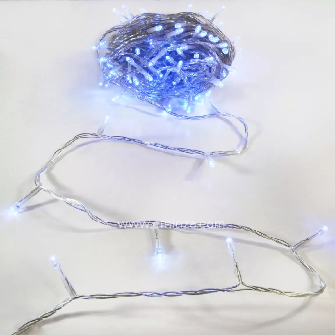 Guirlande lumineuse 30 m 300 LED câble transparent Timer Bleu