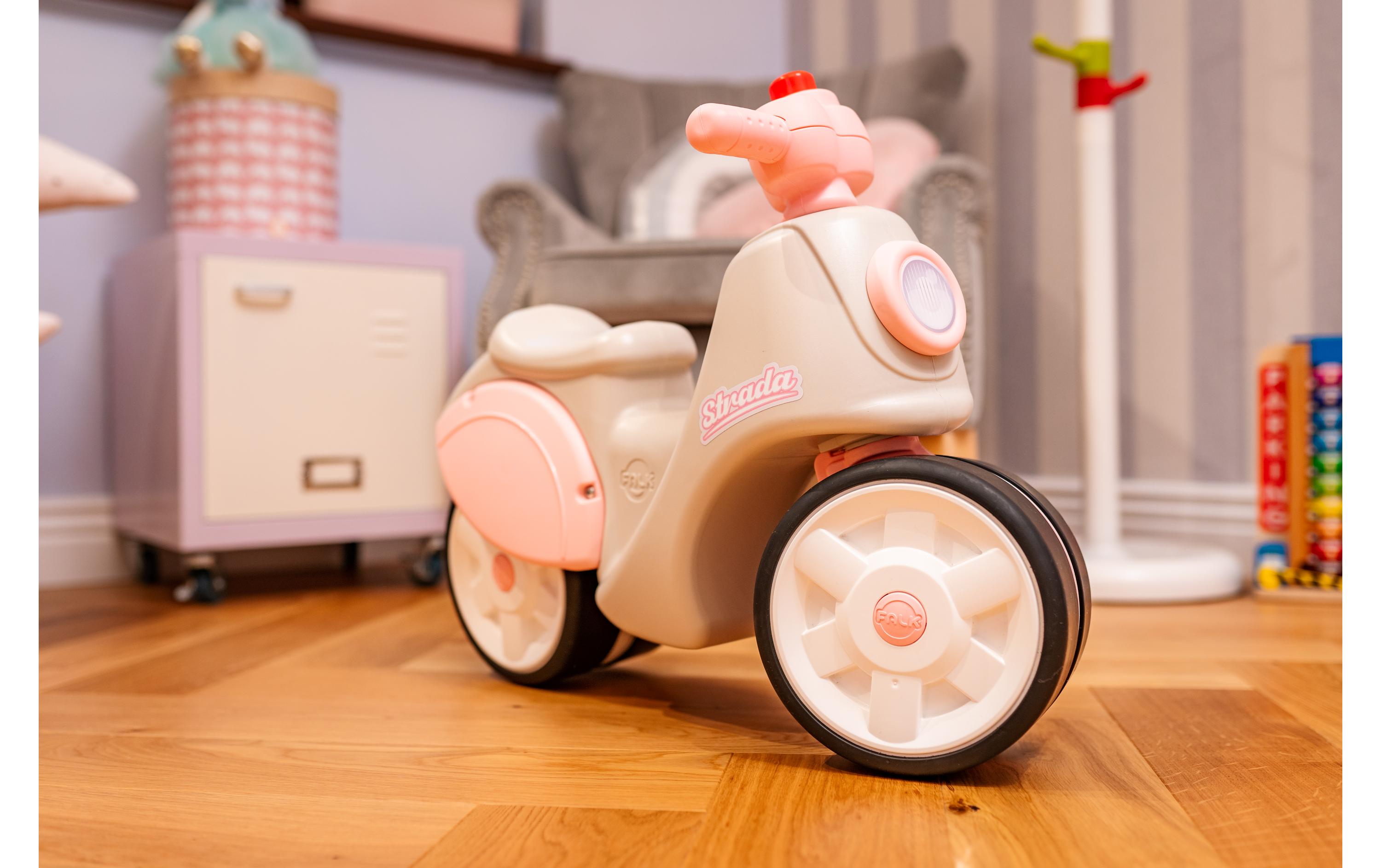 Rutschfahrzeug Strada Early Years VespaScooter mit geräuscharmen Rädern, Lenker mit Richtungsanzeige und Hupe