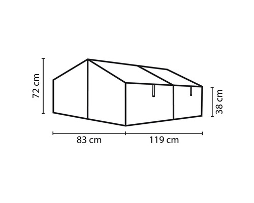 Kweekkas, kweekkasbevestiging Gaia, enkel veiligheidsglas, 119,3 x 83,1 x 71,9 cm, zwart
