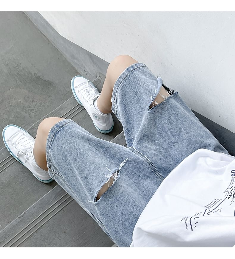 Breeson - Middelhoge denim shorts met distressed effect