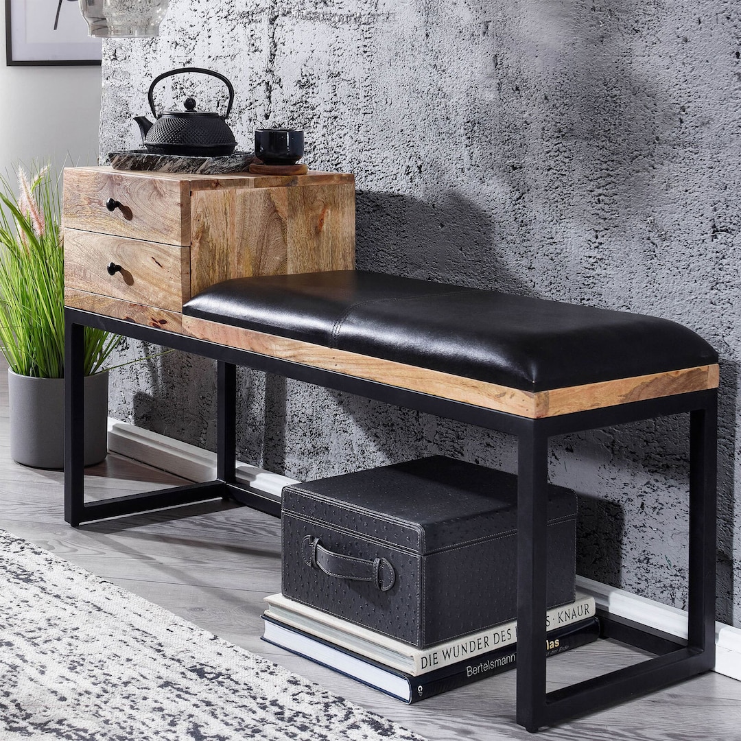 CASAVANTI Sitzbank 100 x 60 cm Braun/ Schwarz