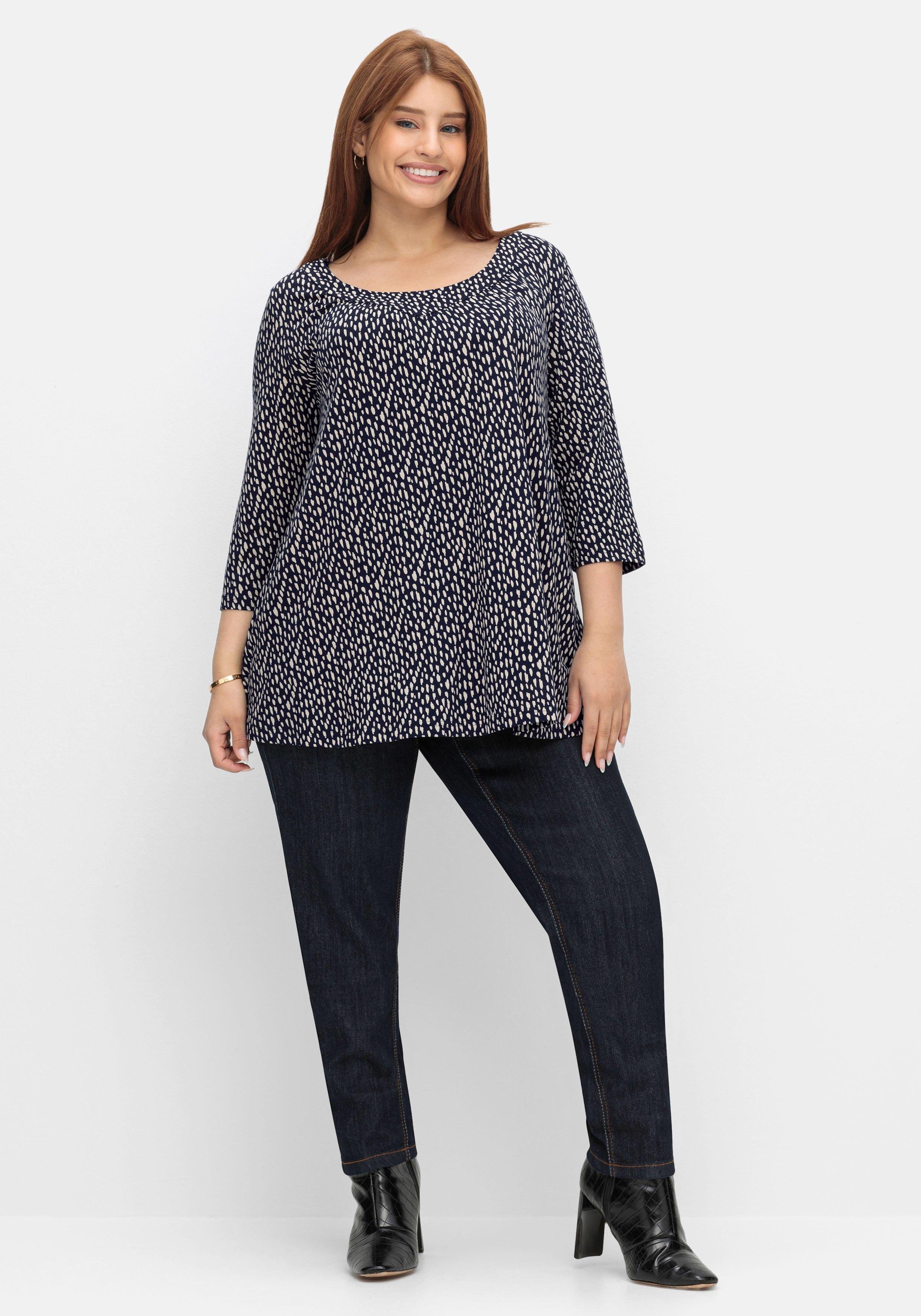 3/4-Arm-Shirt in Petite Passform, in weiter A-Linie