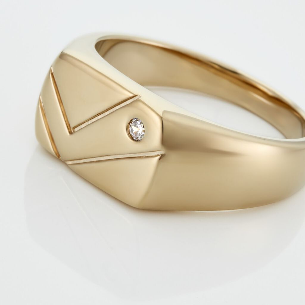 Chevalière Plaqué Or Jaune Gyorgy Oxyde De Zirconium