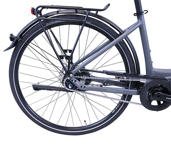 HAWK Bikes E-Bike Damen »eCity Wave Integrated Lady STEPS«, grau, 28 Zoll, 44-cm-Rahmen