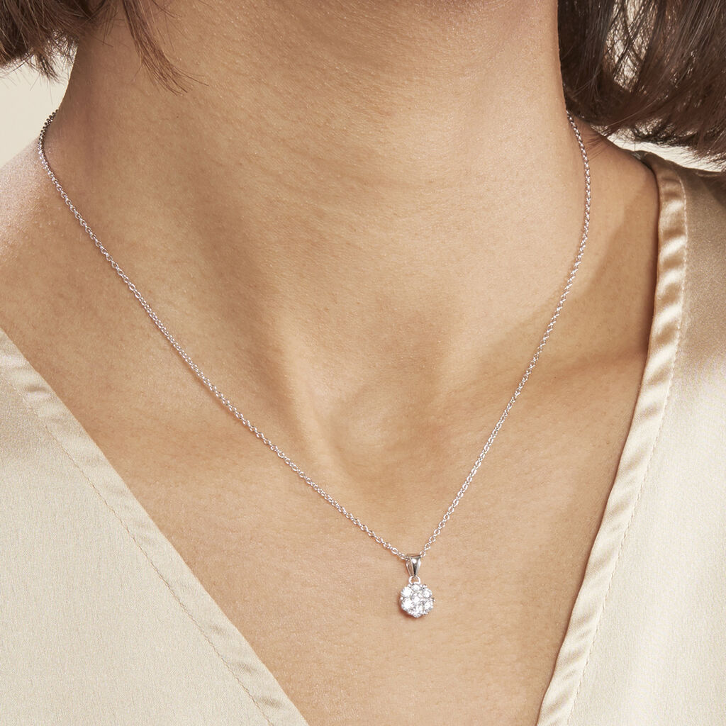 Collier Pietra Argent Blanc Oxyde De Zirconium