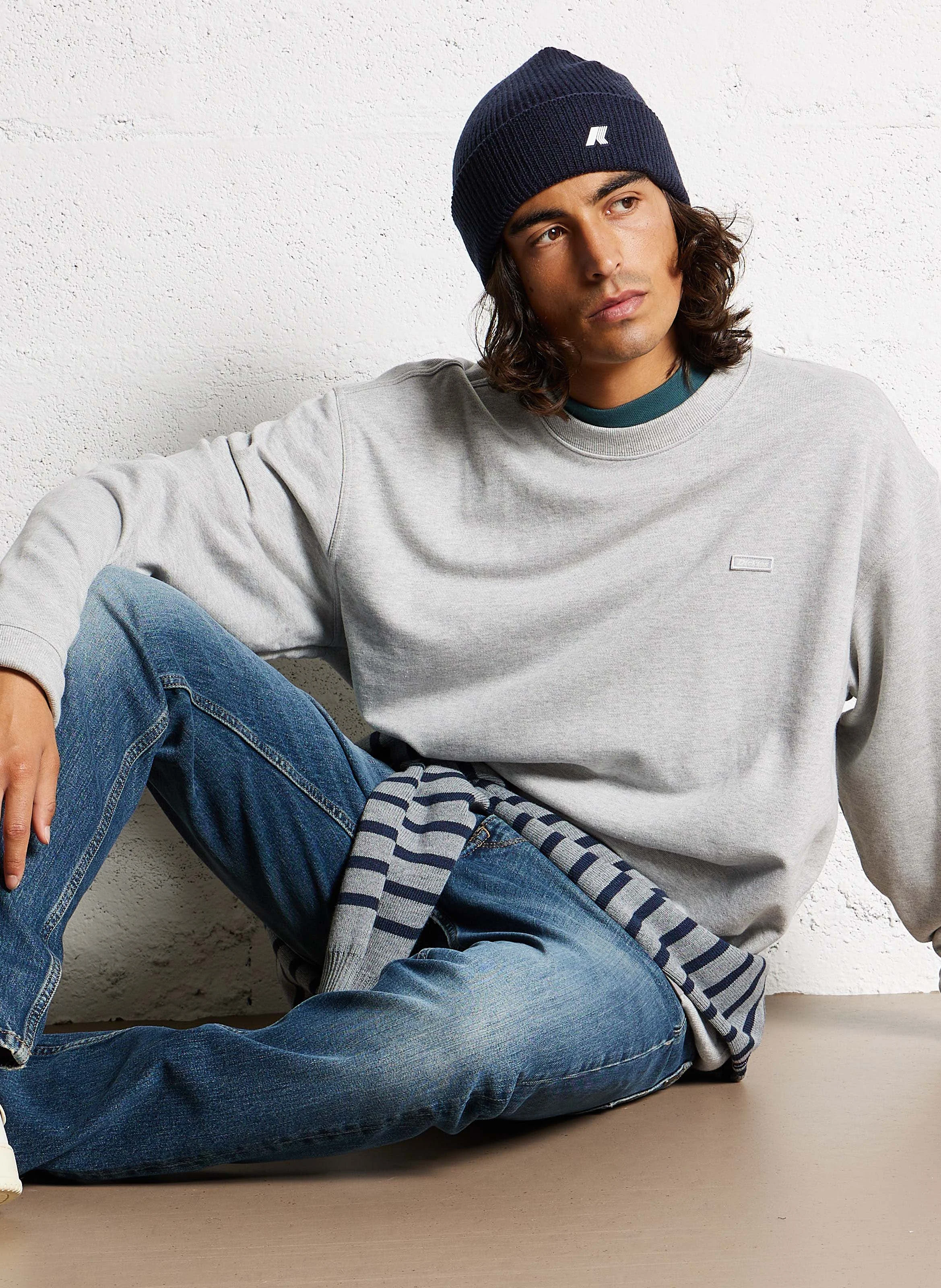 CLANCY - Sweat col rond ample en coton | Gris