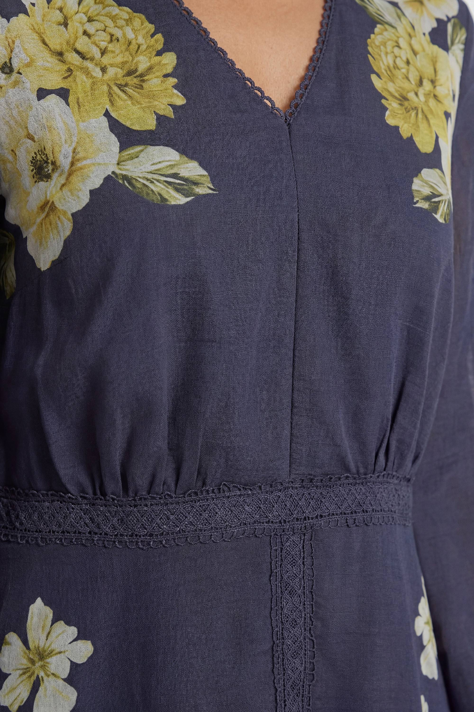 Wallis Robe Midi À Imprimé Floral Et Finitions En Dentelle