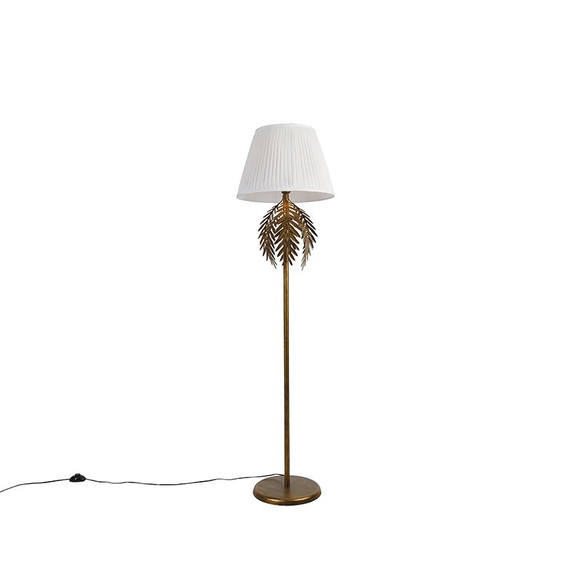Vloerlamp goud 145 cm met plisse kap wit 45 cm - Botanica