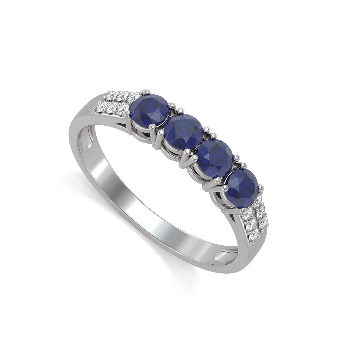 Bague ADEN Or 585 Blanc Saphir et diamants 2.382grs