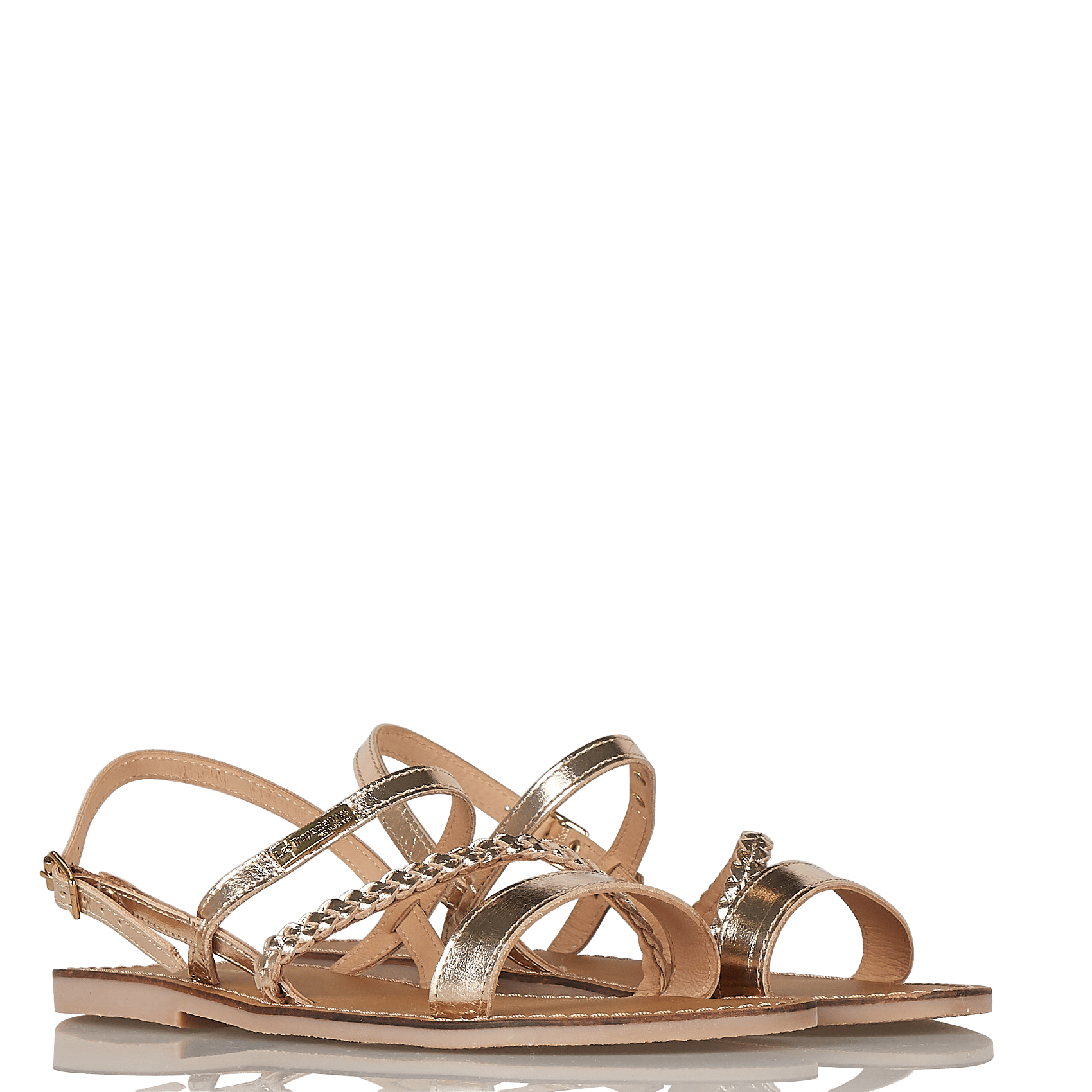 BATRESSE - Sandales plates en cuir doré | Doré
