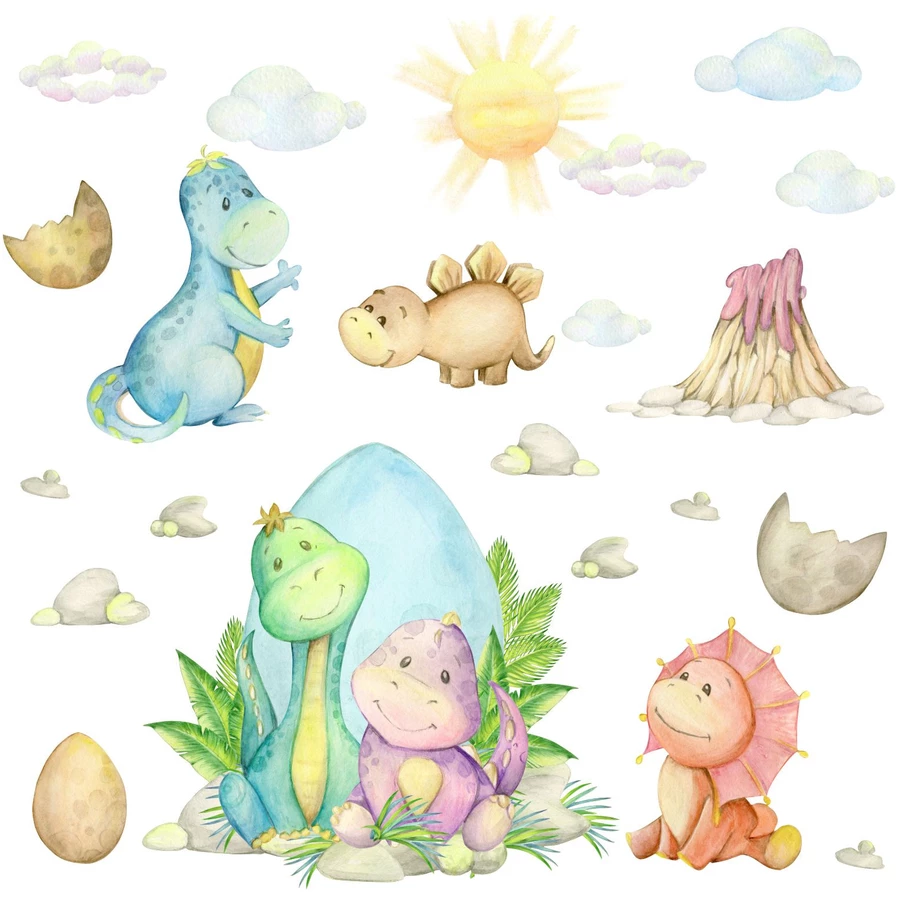 Nikima Wandtattoo 194 Baby Dinosaurier in 6 vers. Größen bunt