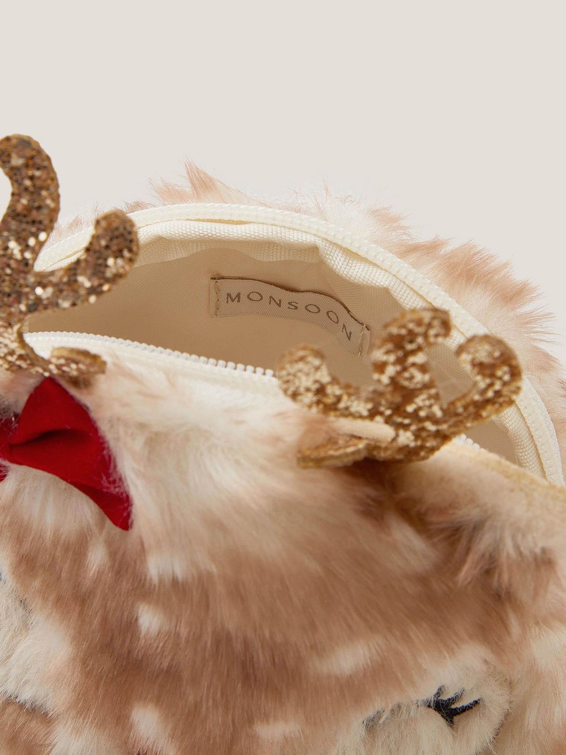 Monsoon Faux Fur Reindeer Purse Bag