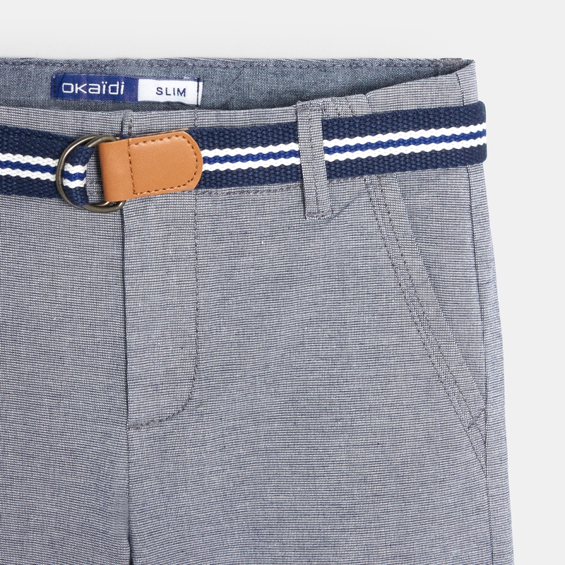 Bermuda en toile + ceinture turquoise garçon