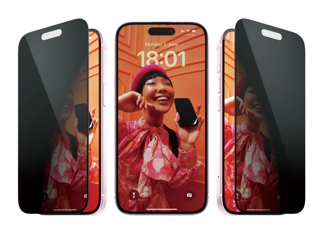 iPhone 15 Antibakterielle Ultra Wide Fit Privacy Panzer Glas Displayschutz mit Montagerahmen (P2809)