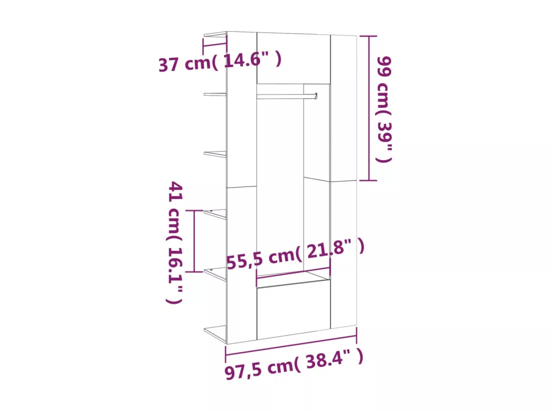 Armoires de couloir 2 pcs sonoma gris Bois d'ingénierie