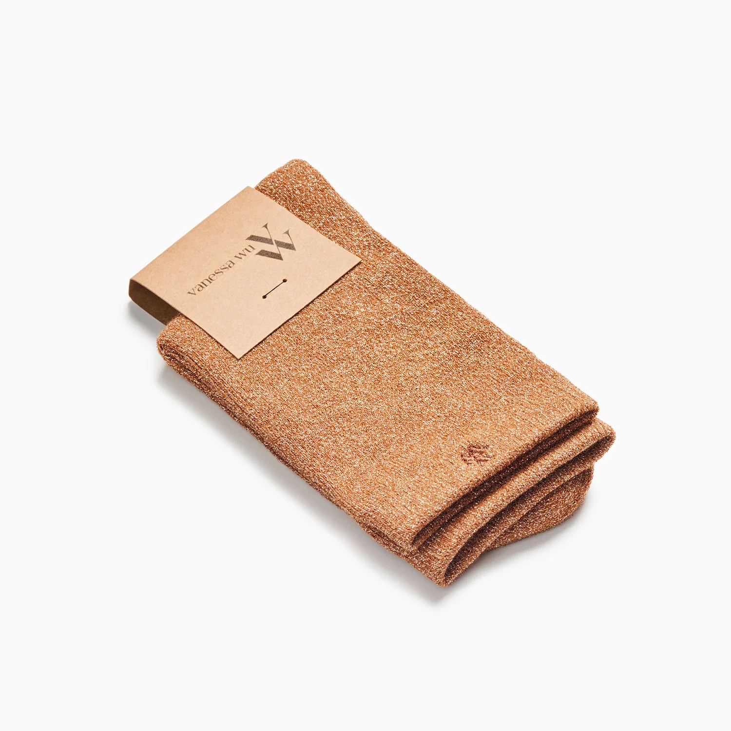 Chaussettes-Chaussettes Quinn camel et or pailleté