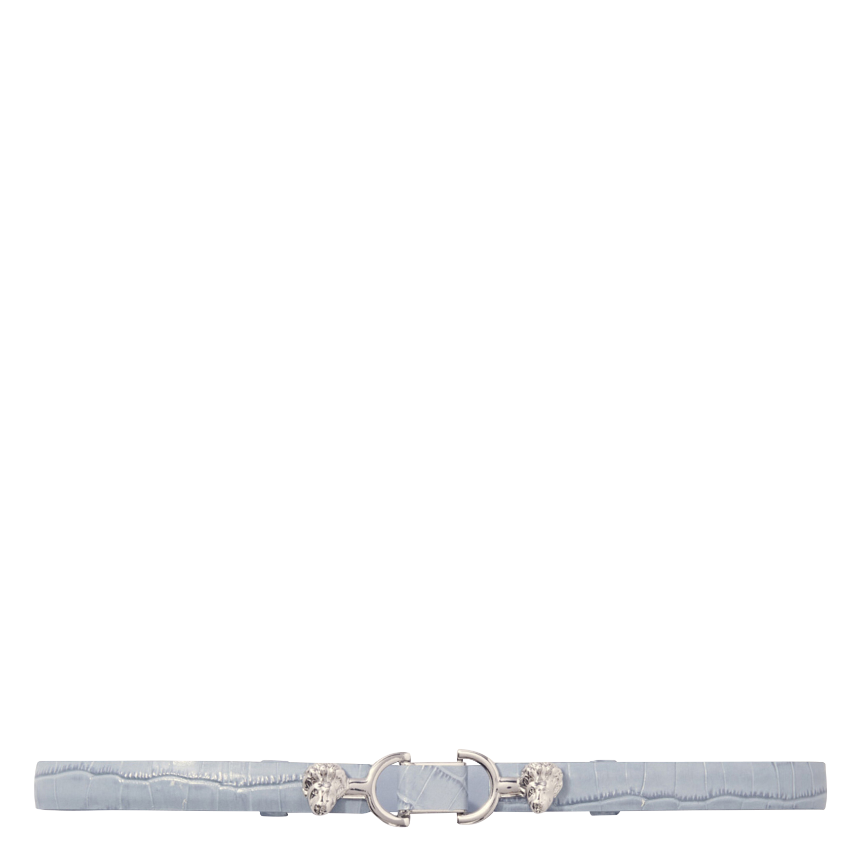 Ceinture fine en cuir embossé croco | Bleu
