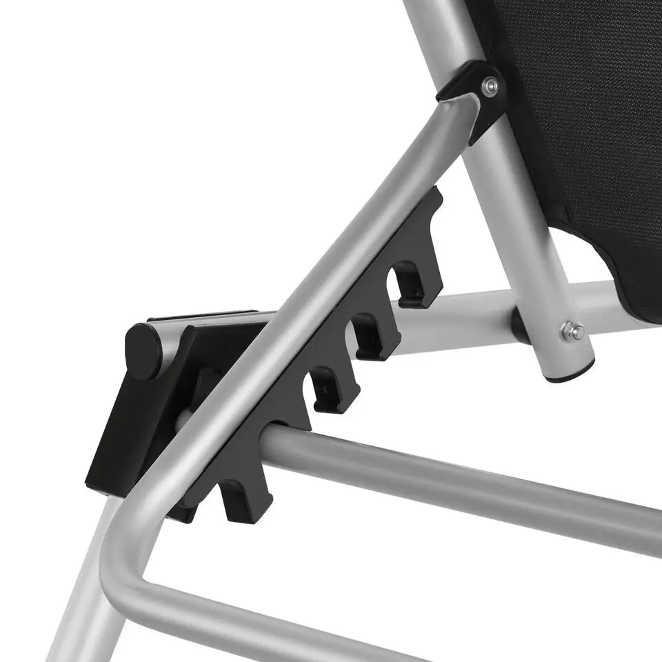 tectake Ligbed Aurelie van aluminium, 6 standen, Zwart